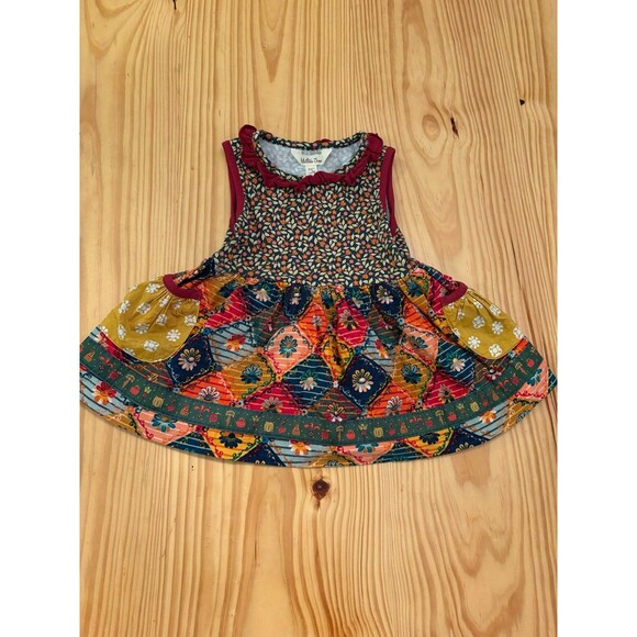 MATILDA JANE Burgundy/Yellow Geometric Mohunk Mountain Sara Sleeveless sz 2 - Picture 1 of 7